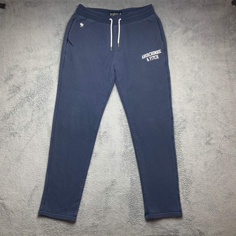 Abercrombie & Fitch Sweatpants Mens Medium Soft A&F Fleece Navy Blue Logo